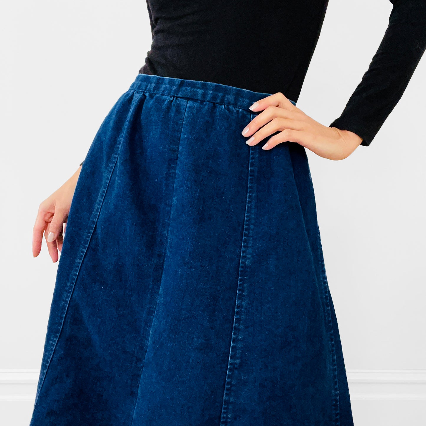 1990s Heavy Dark Denim Skirt