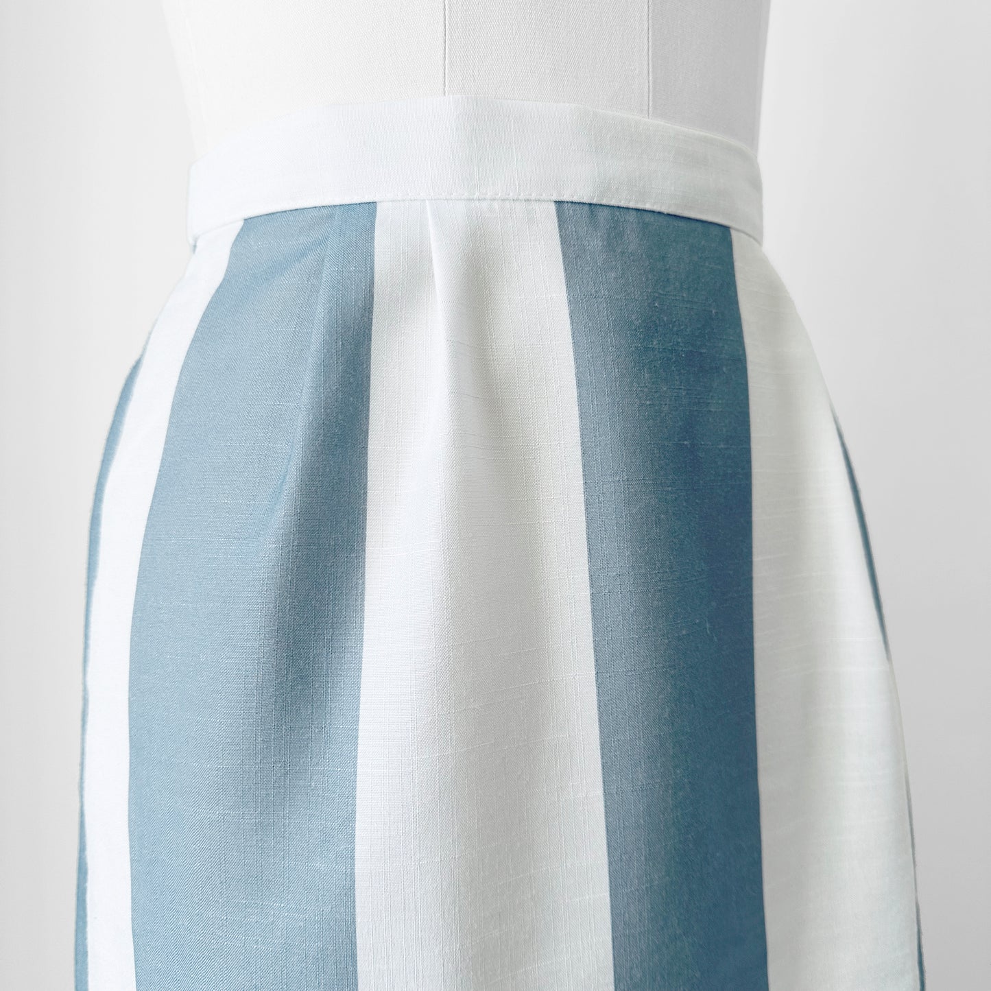 1970s Slate Blue and White Stripe Lightweight Cotton Blend Skirt - Sz. S