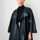 1990s Black Leather Cape Coat
