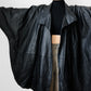 1990s Black Leather Cape Coat