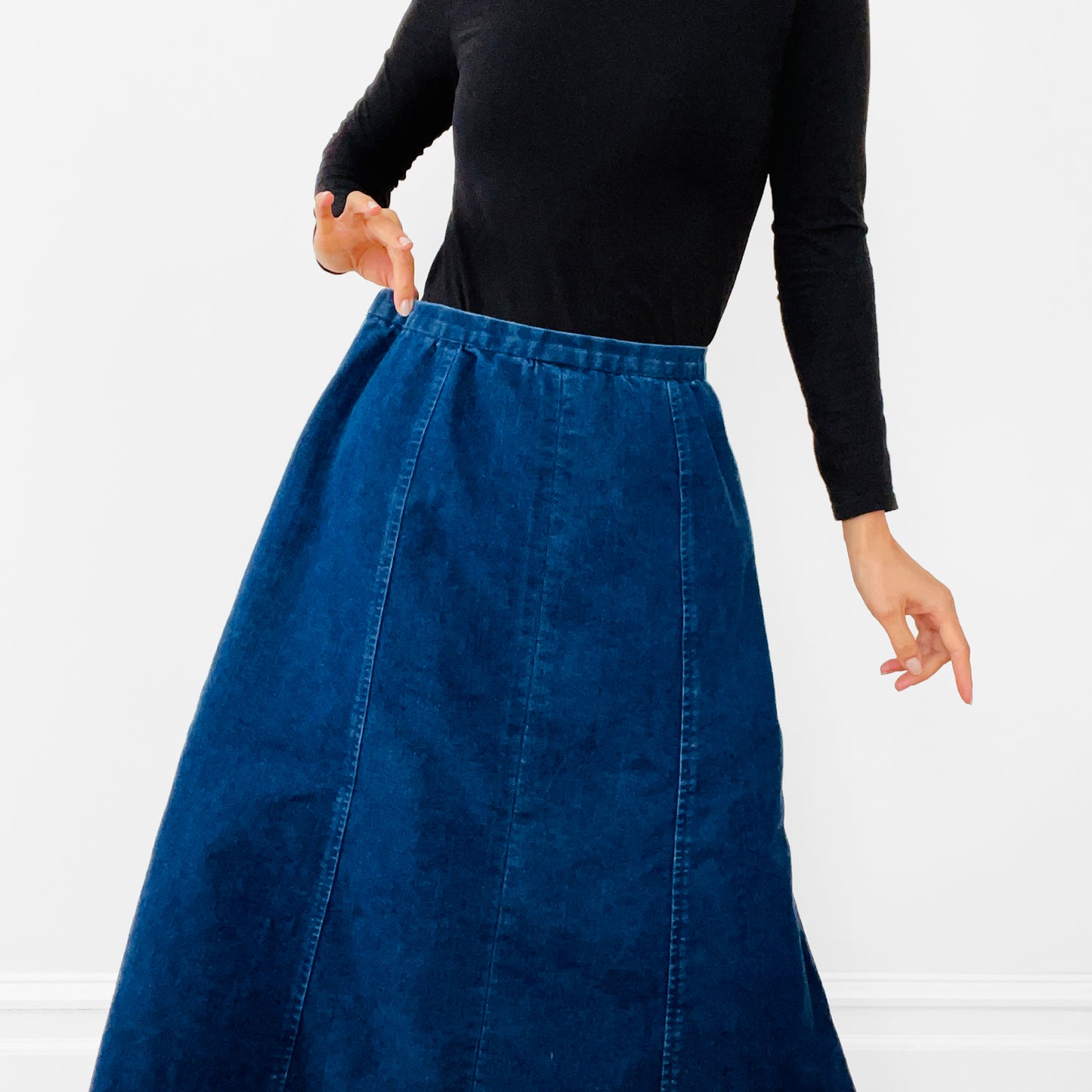 1990s Heavy Dark Denim Skirt