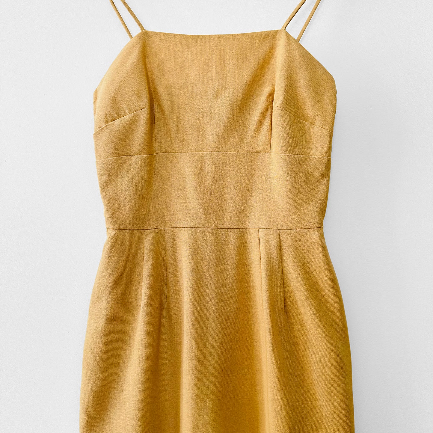 1960s Butterscotch Tailored Form Fitting Wool Linen Blend Dress - XS/S