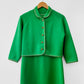 1960s Apple Green and Gold Crop Jacket Wool Blended Knit Dress Set - Sz. S