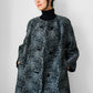 1960s Made in the USA Black and Grey Heavy Upholstered A-line Dress Coat - S/M