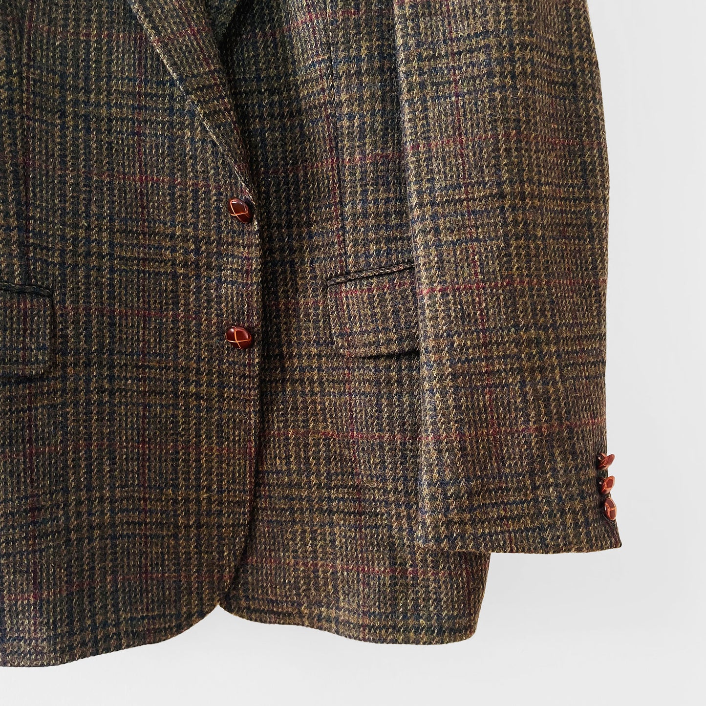 1970s Brown Wool Tweed Plaid Blazer Suit Jacket