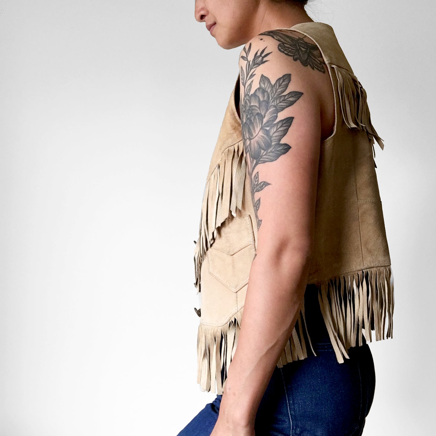 1970s Tan Fringe Leather Western Vest