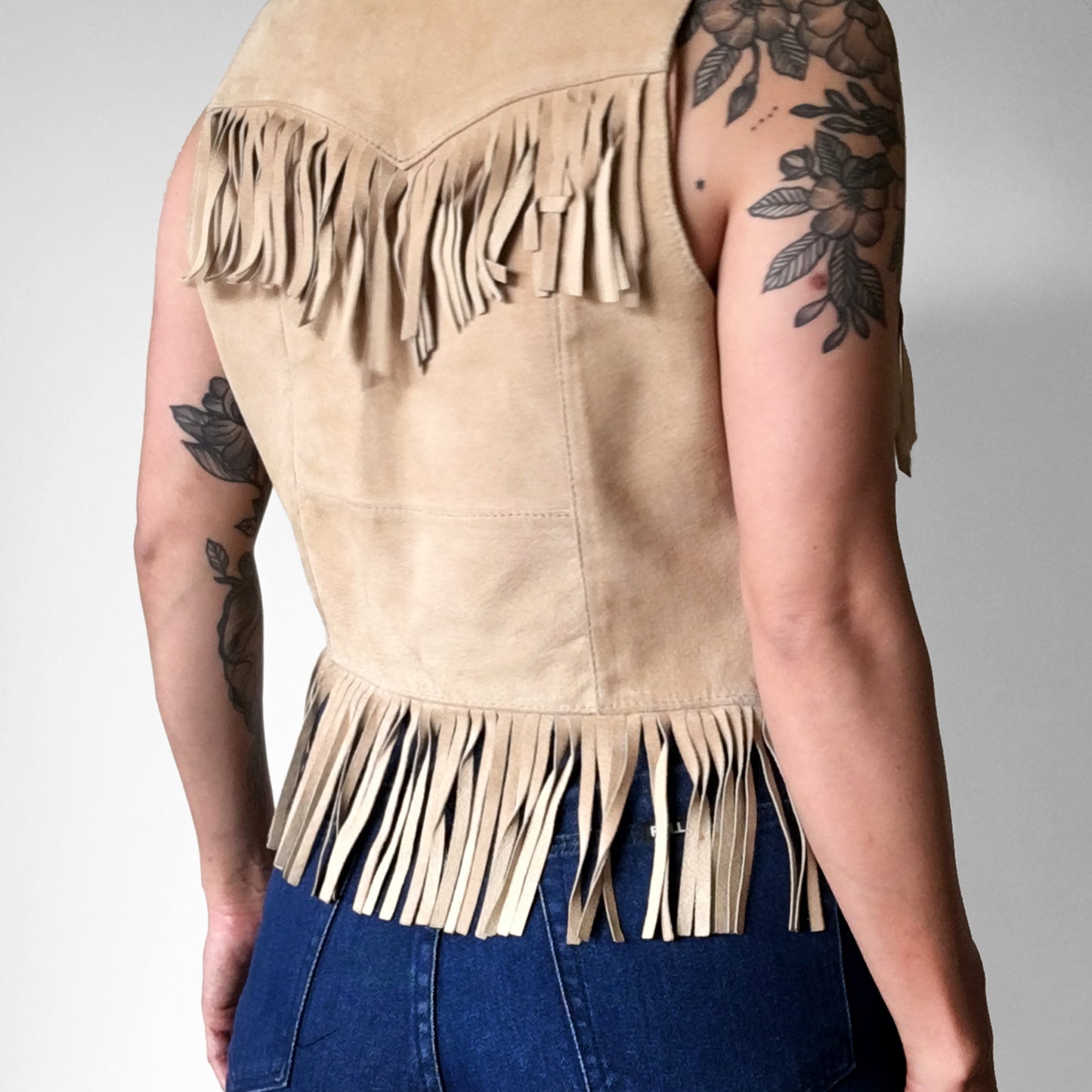 1970s Tan Fringe Leather Western Vest