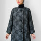 1960s Made in the USA Black and Grey Heavy Upholstered A-line Dress Coat - S/M