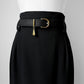 1980s -1990s Black Made in Canada Midi-Length High-Waisted Belted Slimline Skirt