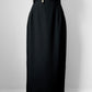1980s -1990s Black Made in Canada Midi-Length High-Waisted Belted Slimline Skirt