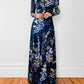 1970s Floor Length Floral Fitted High-Neck Zip-Back Long-Sleeve Dress