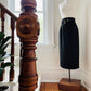 1980s -1990s Black Made in Canada Midi-Length High-Waisted Belted Slimline Skirt