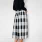 1970s - 1980s Black and White Herringbone Gingham High-Waisted Pleated Skirt