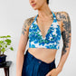 Upcycled Made-By-Me Vintage Handmade Blue and White Floral Chinoiserie Button-Back Bralette TopTop