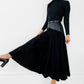 1980s Black Tone-On-Tone High-Waisted Leather and Suede Fit and Flare Skirt