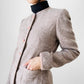 1960s - 1970s Beige Grey Oatmeal Tone Fitted Short-Waisted Trimmed Wool Blend Jacket Blazer - XS/S