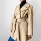 1960s Tan Camel Hair Double-Breasted Belted Wool Jacket - S/M