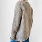 Grey Beige Heavy Wool Ribbed Well-Worn Knit Crew Neck Pullover Sweater - Sz. M