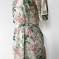 1990s Made in the USA Cotton Linen Short-Sleeve Botanical Patterned Button-Back Wiggle Dress
