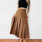 1970s - 1980s Made in Canada Caramel Pure Virgin Wool High-Waisted Pleated Skirt