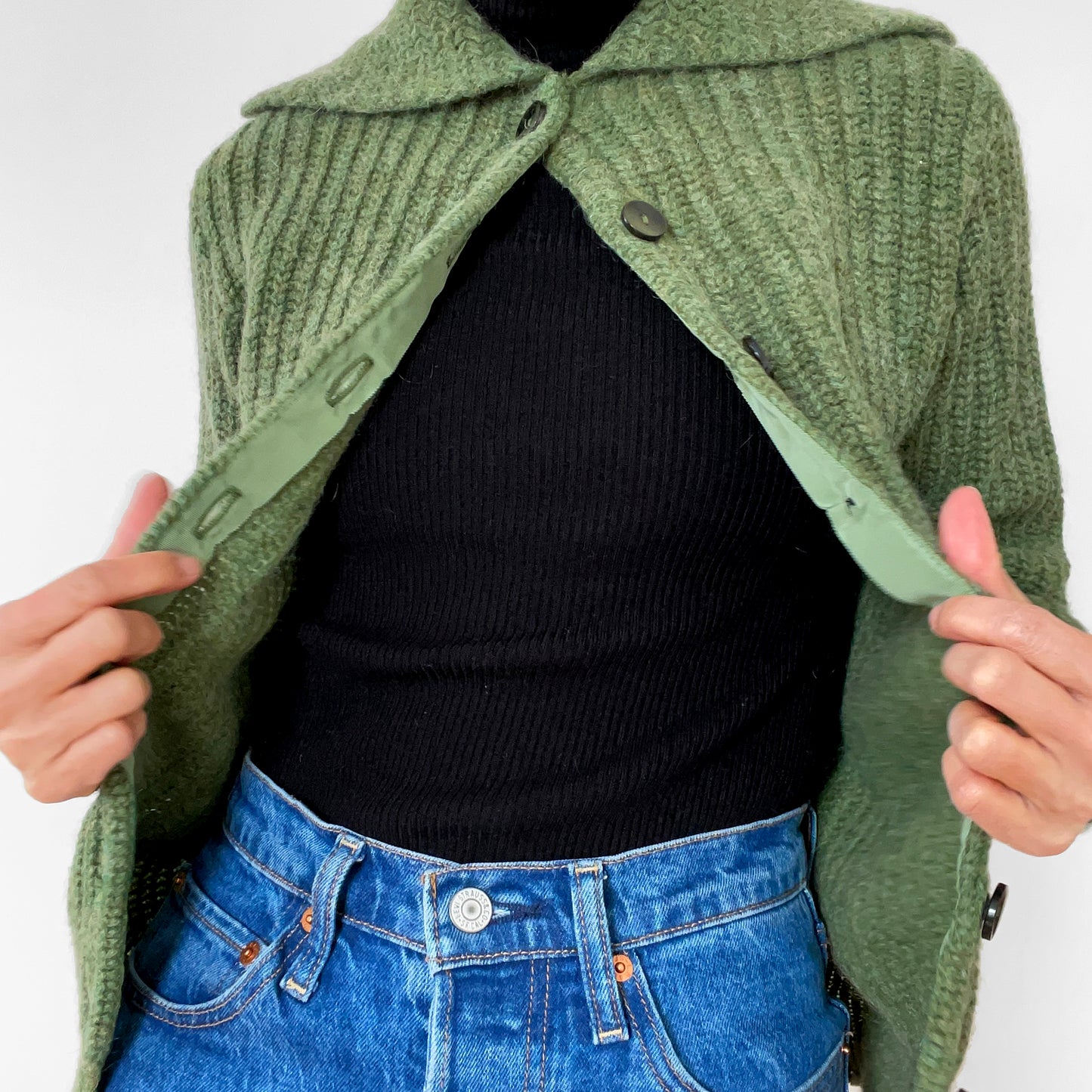 1960s Apple-Green Wool Cardigan Sweater