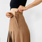 1970s - 1980s Made in Canada Caramel Pure Virgin Wool High-Waisted Pleated Skirt