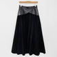 1980s Black Tone-On-Tone High-Waisted Leather and Suede Fit and Flare Skirt
