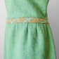 1960s Apple Green and Plaid Trimmed Wool Lined Sleeveless Drop Waist Shift Dress - Sz. S