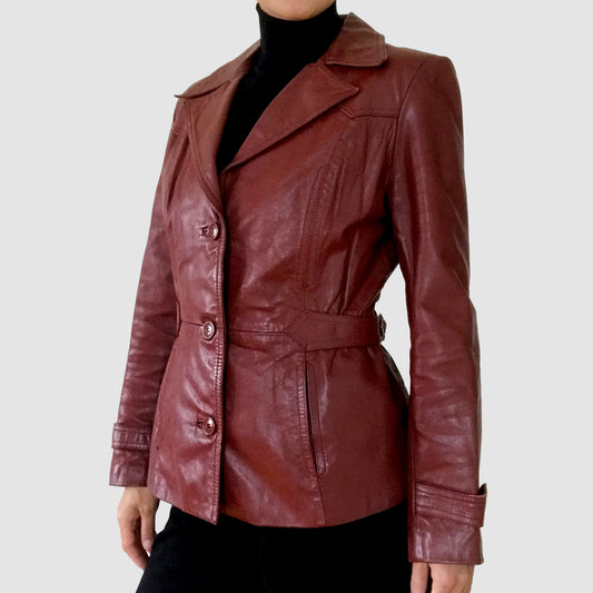 1970s Fitted Red Leather Jacket