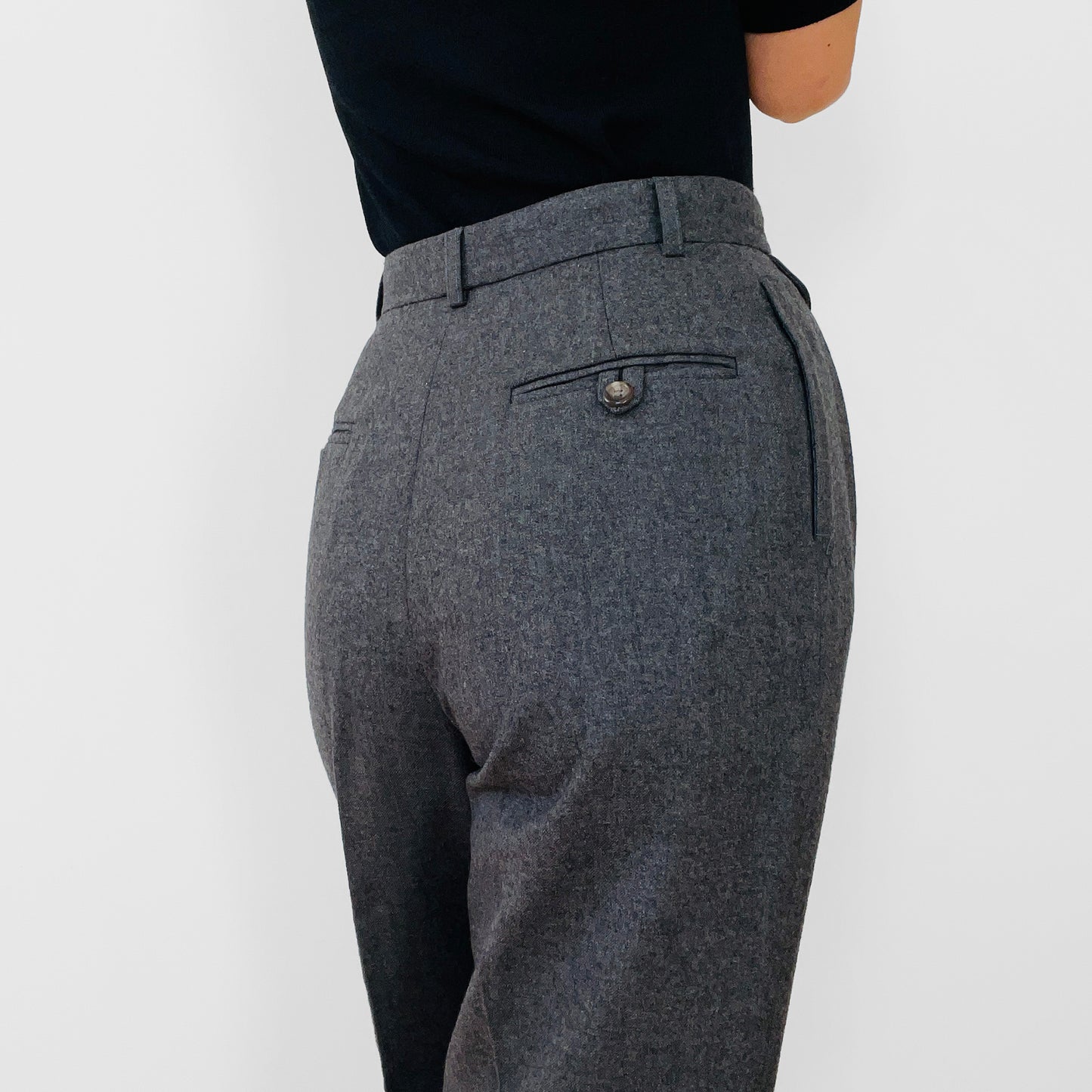 1980s Ralph Lauren High-Waisted Grey Wool Pleated Pants