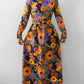 1960s - 1970s Floral Patterned Bohemian Floor-Length Long-Sleeve High-Collar Neck