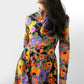 1960s - 1970s Floral Patterned Bohemian Floor-Length Long-Sleeve High-Collar Neck