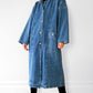 1980s Heavy Long Medium-Wash Blue Jean Denim Coat