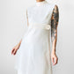 1960s Off-White and Blush Fitted Mock Neck Textured Baby Doll Dress - Sz. S