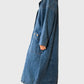 1980s Heavy Long Medium-Wash Blue Jean Denim Coat