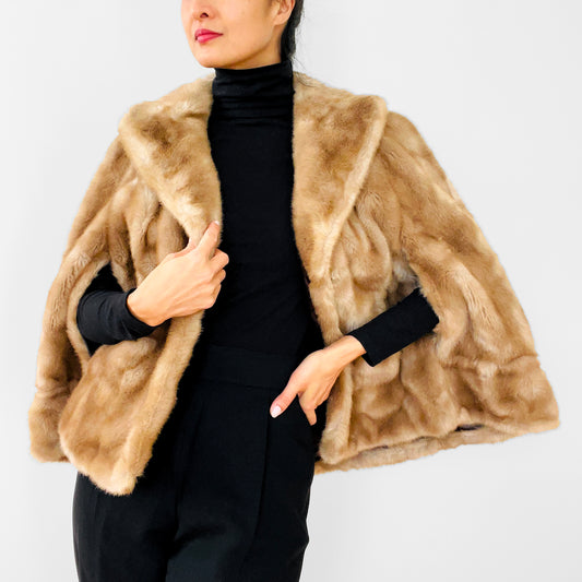 1970s Toffee Tan Faux-Fur Stole