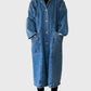 1980s Heavy Long Medium-Wash Blue Jean Denim Coat