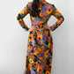 1960s - 1970s Floral Patterned Bohemian Floor-Length Long-Sleeve High-Collar Neck
