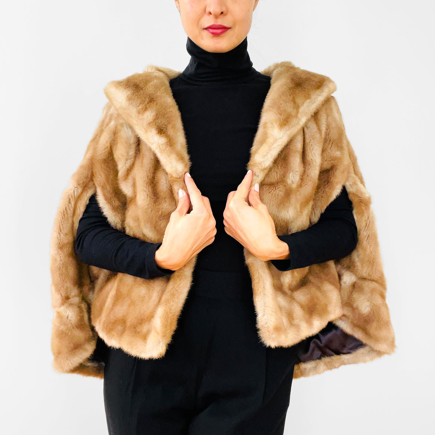 1970s Toffee Tan Faux-Fur Stole