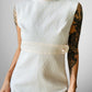 1960s Off-White and Blush Fitted Mock Neck Textured Baby Doll Dress - Sz. S