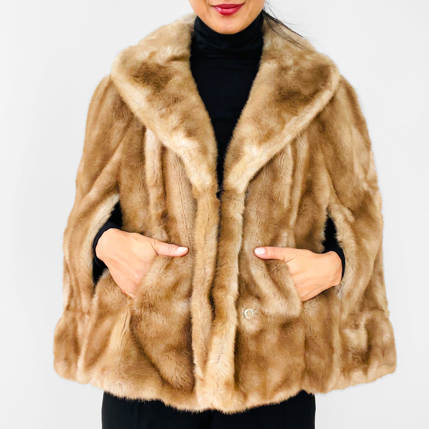 1970s Toffee Tan Faux-Fur Stole