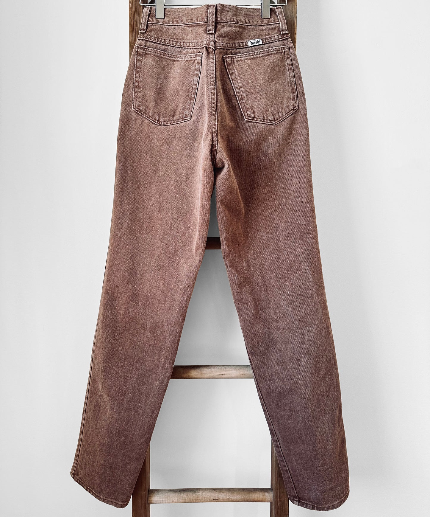 1980s - 1990s Button Fly Faded Rust Brown Tapered Leg High-Waisted Denim Jeans - Waist 24.5