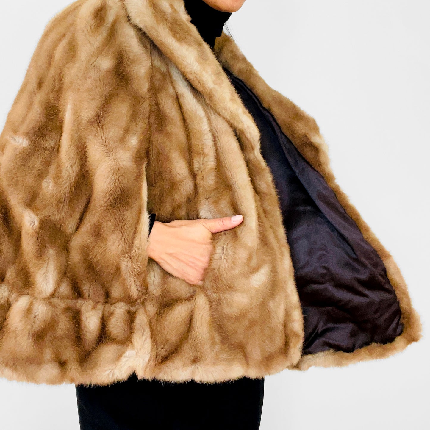 1970s Toffee Tan Faux-Fur Stole