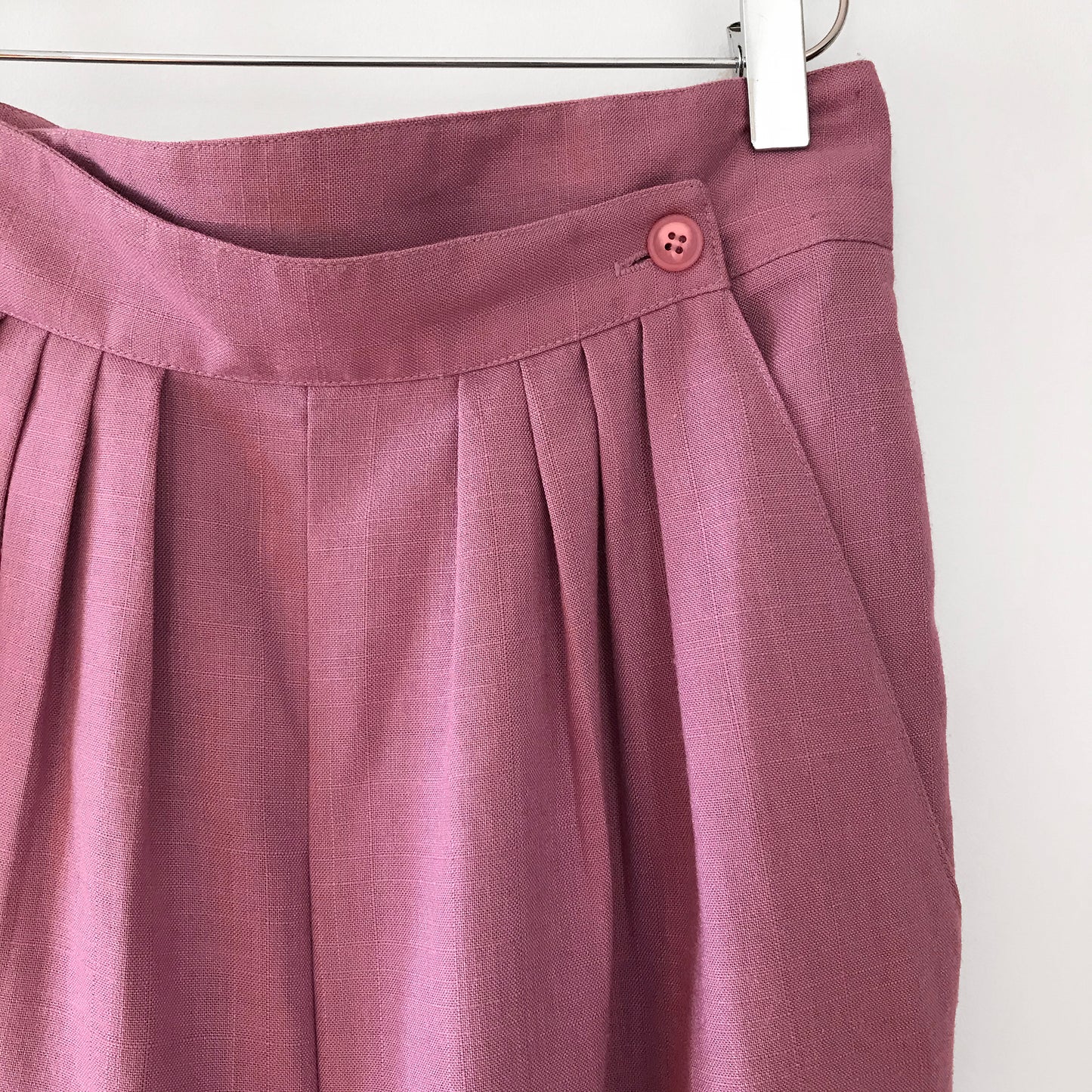 1980s Dusty Rose High-Waisted Pleated Cotton Pants