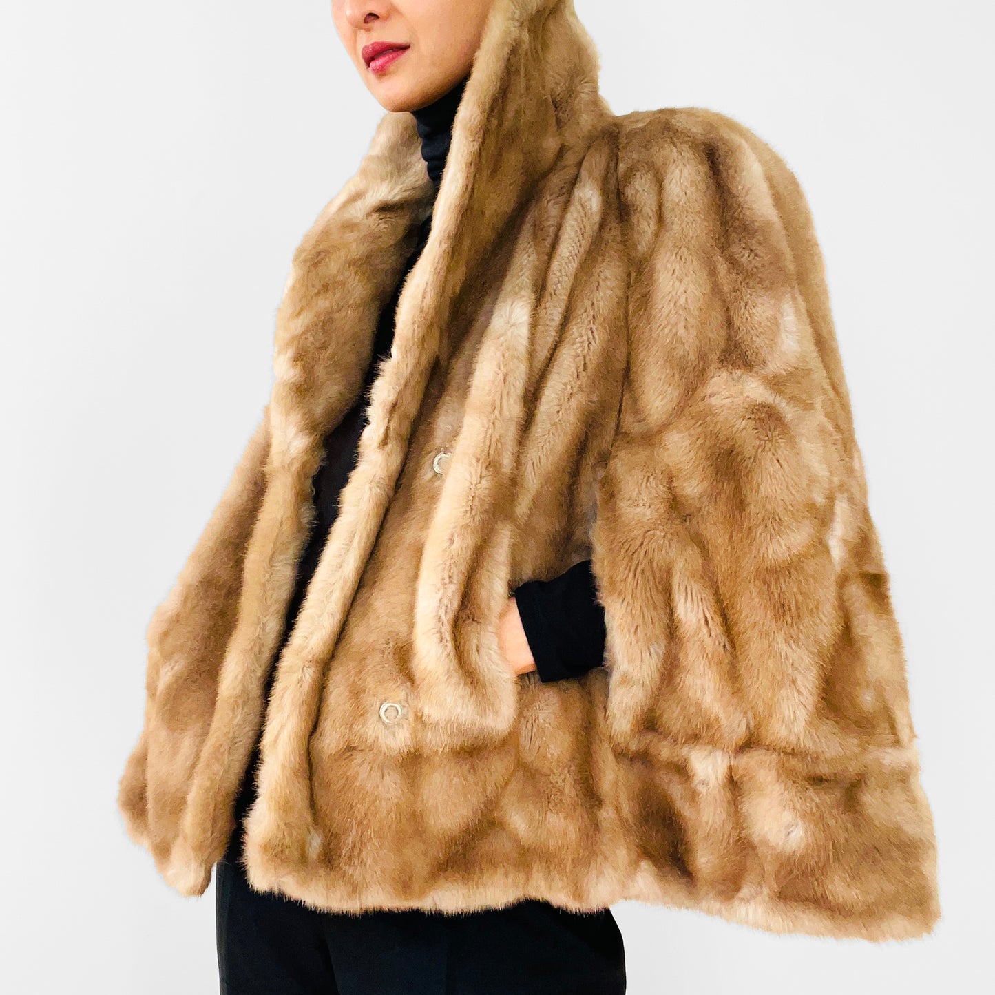 1970s Toffee Tan Faux-Fur Stole