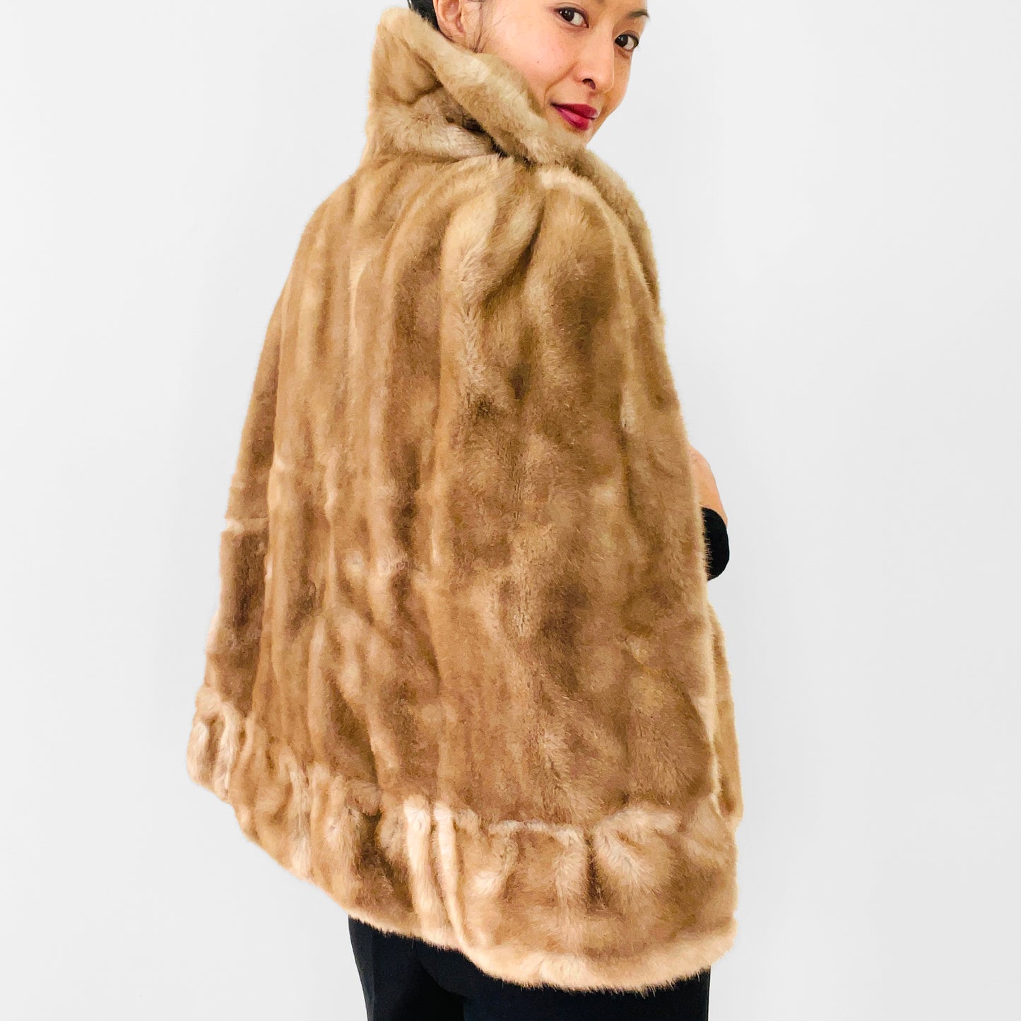 1970s Toffee Tan Faux-Fur Stole