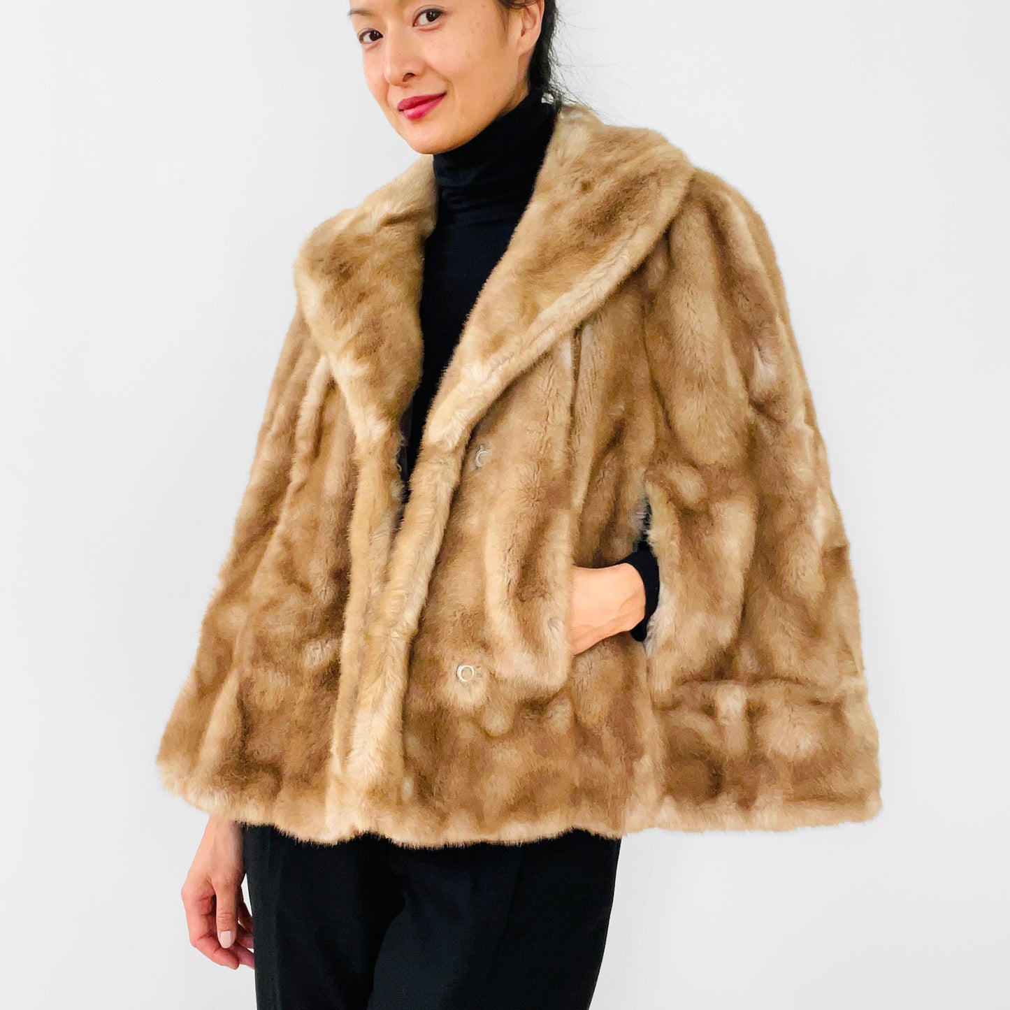 1970s Toffee Tan Faux-Fur Stole