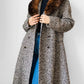 1970s Fur Collar Beige Brown Wool Tweed Double-Breasted Coat - S/M