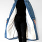 1980s Heavy Long Medium-Wash Blue Jean Denim Coat