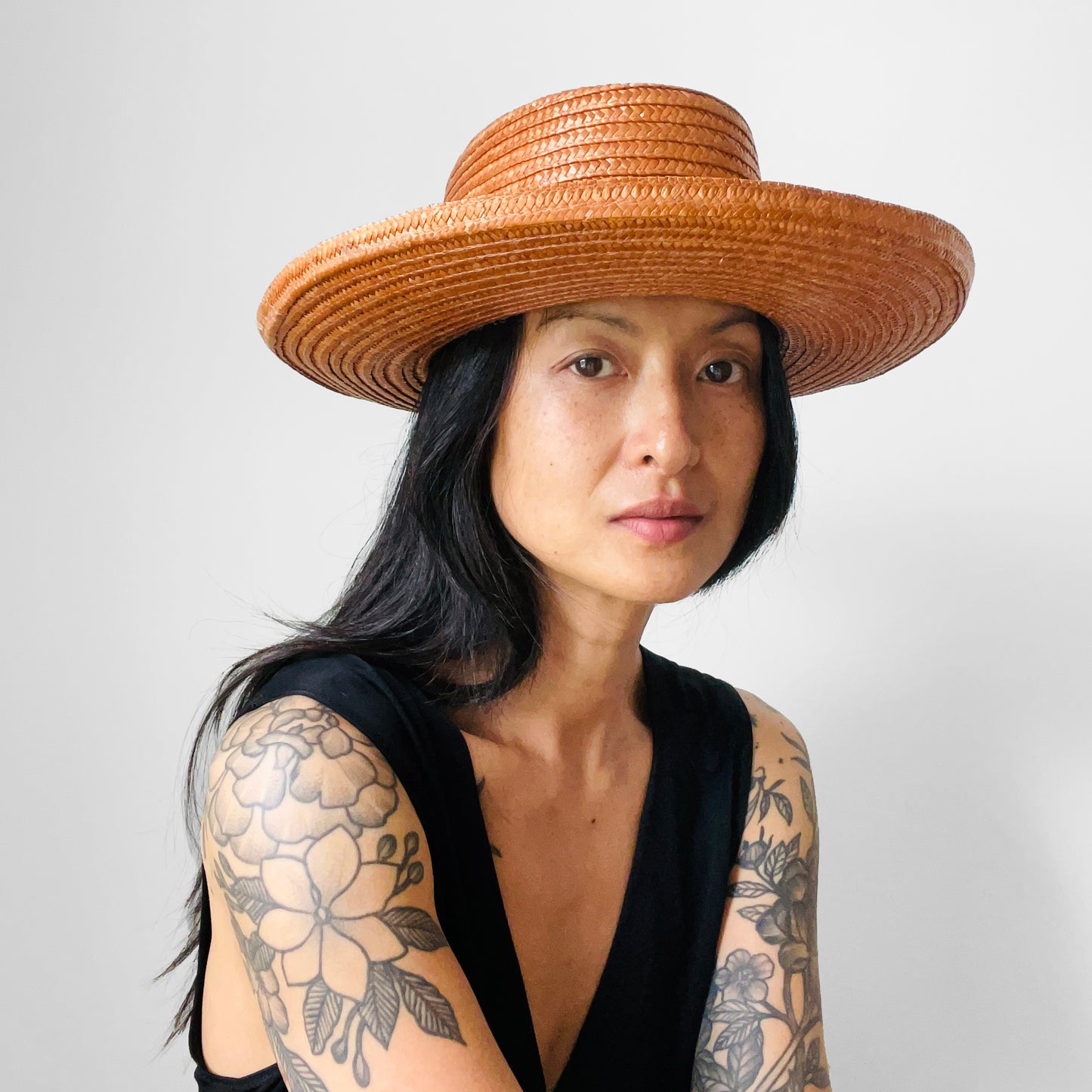 Woven Terracotta Wide-Brimmed Hat - Sz. S